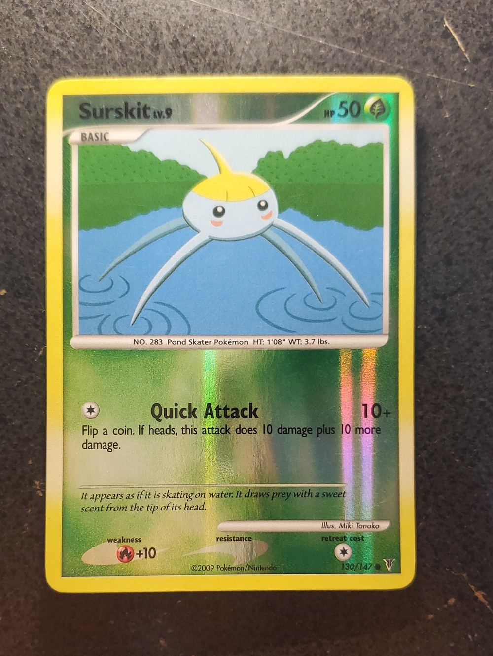 Pokemon Surskit Holo Card - Yellow & Green